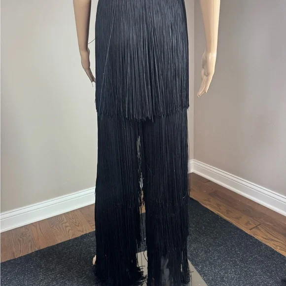AKIRA Black Fringe Palazzo Pants Festival Rave Western Wide Leg 1X NWT - Picture 4 of 5